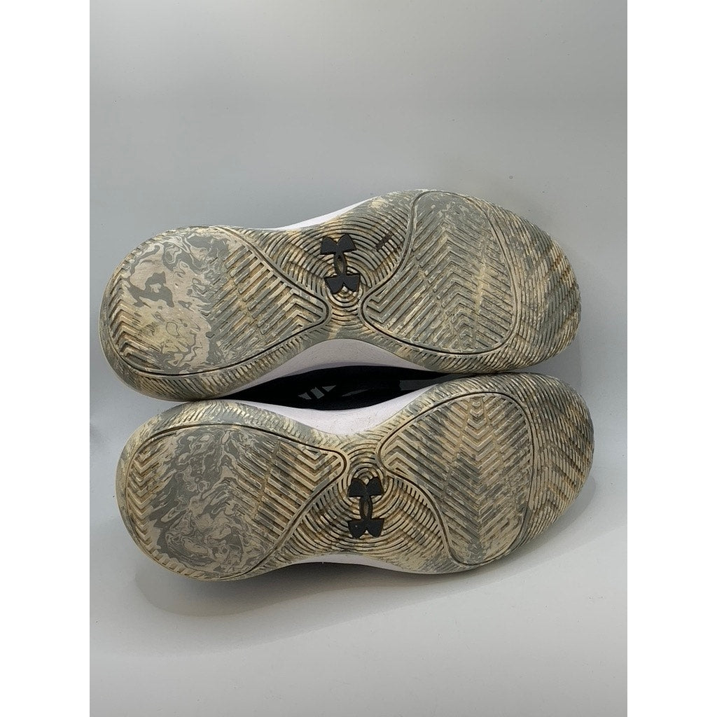 UNDER ARMOUR Kids Black-White Basketball Sneakers SZ 7Y