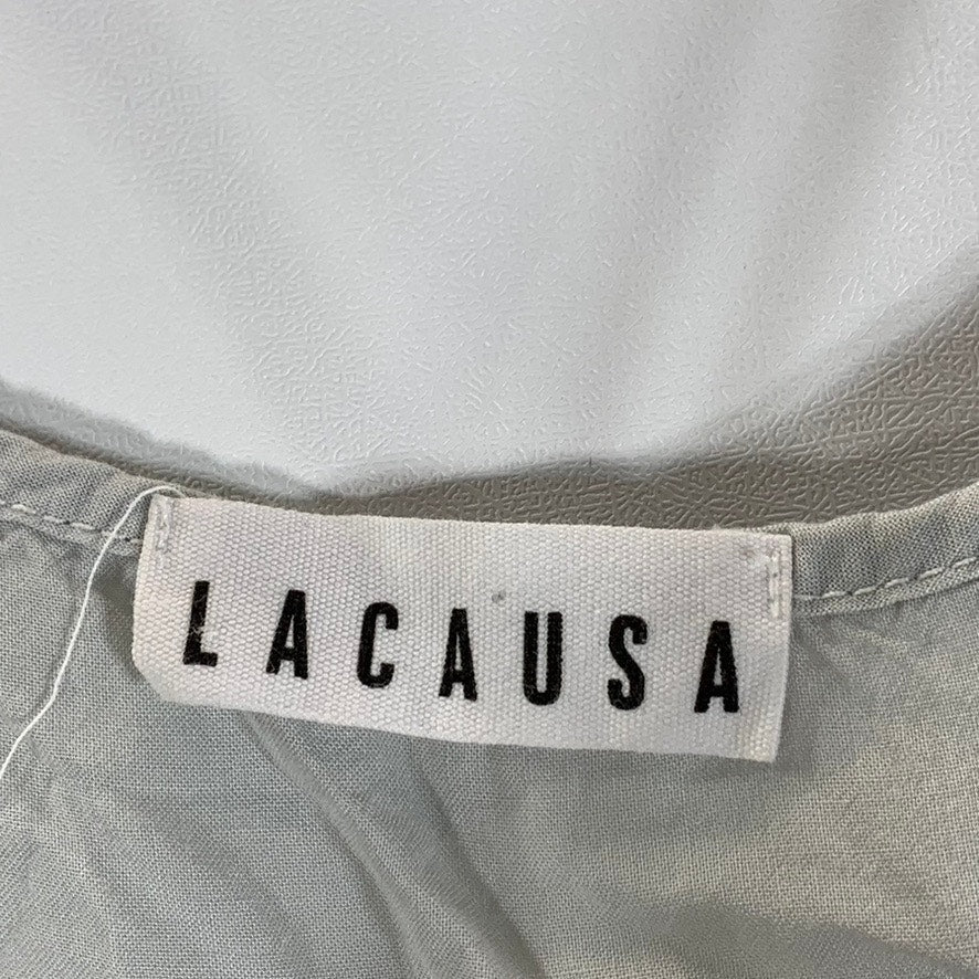 LACAUSA Women's Light Grey Round Neck Adjustable Straps Camisole SZ XS