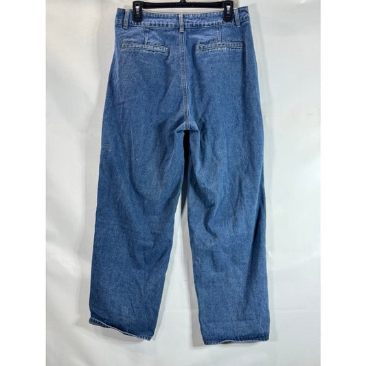 CIDER Women's Blue Denim High-Rise Wide-Leg Straight Jeans SZ XL(10)