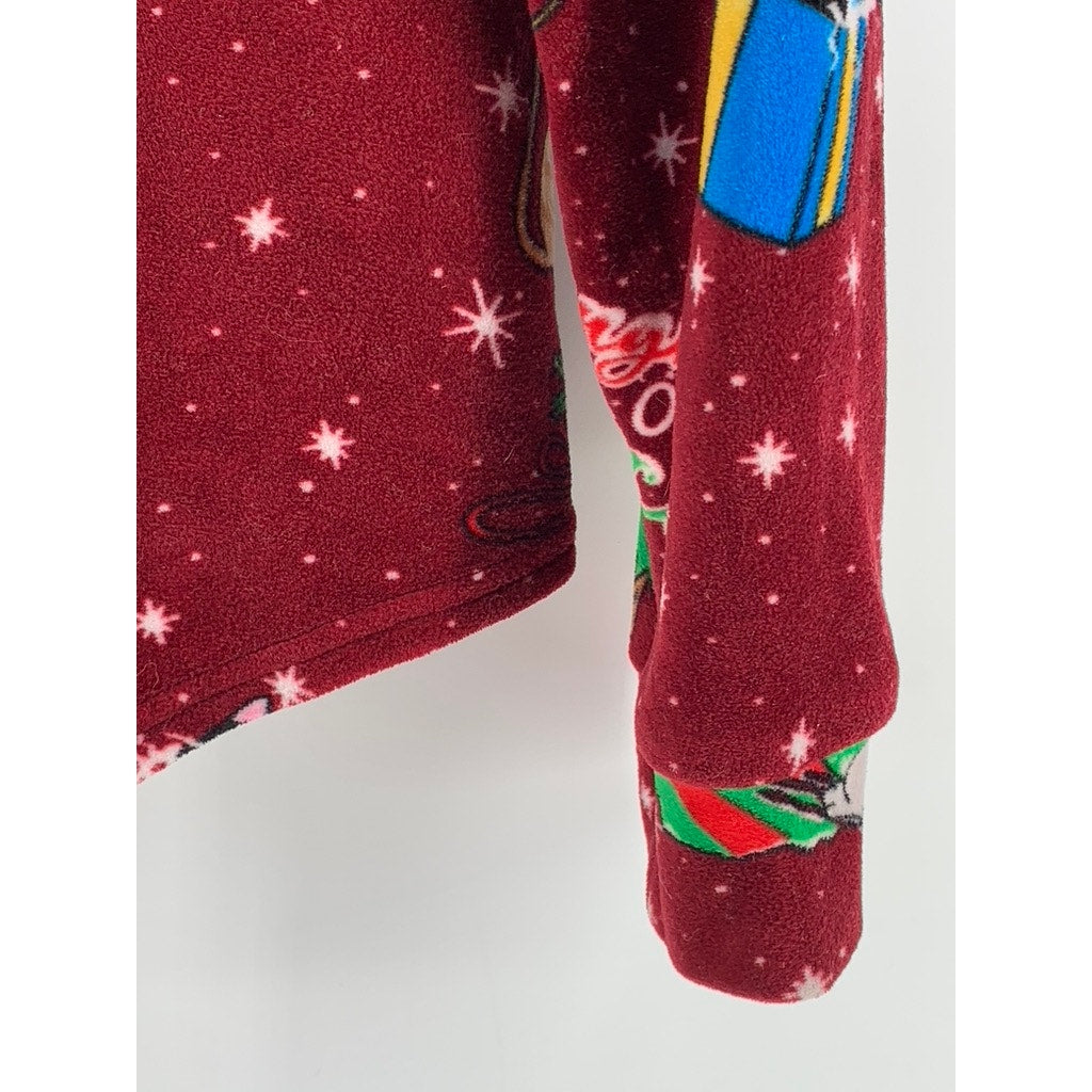 NO BOUNDARIES Women's Red Christmas Cat Fleece Hoodie Sweater SZ M
