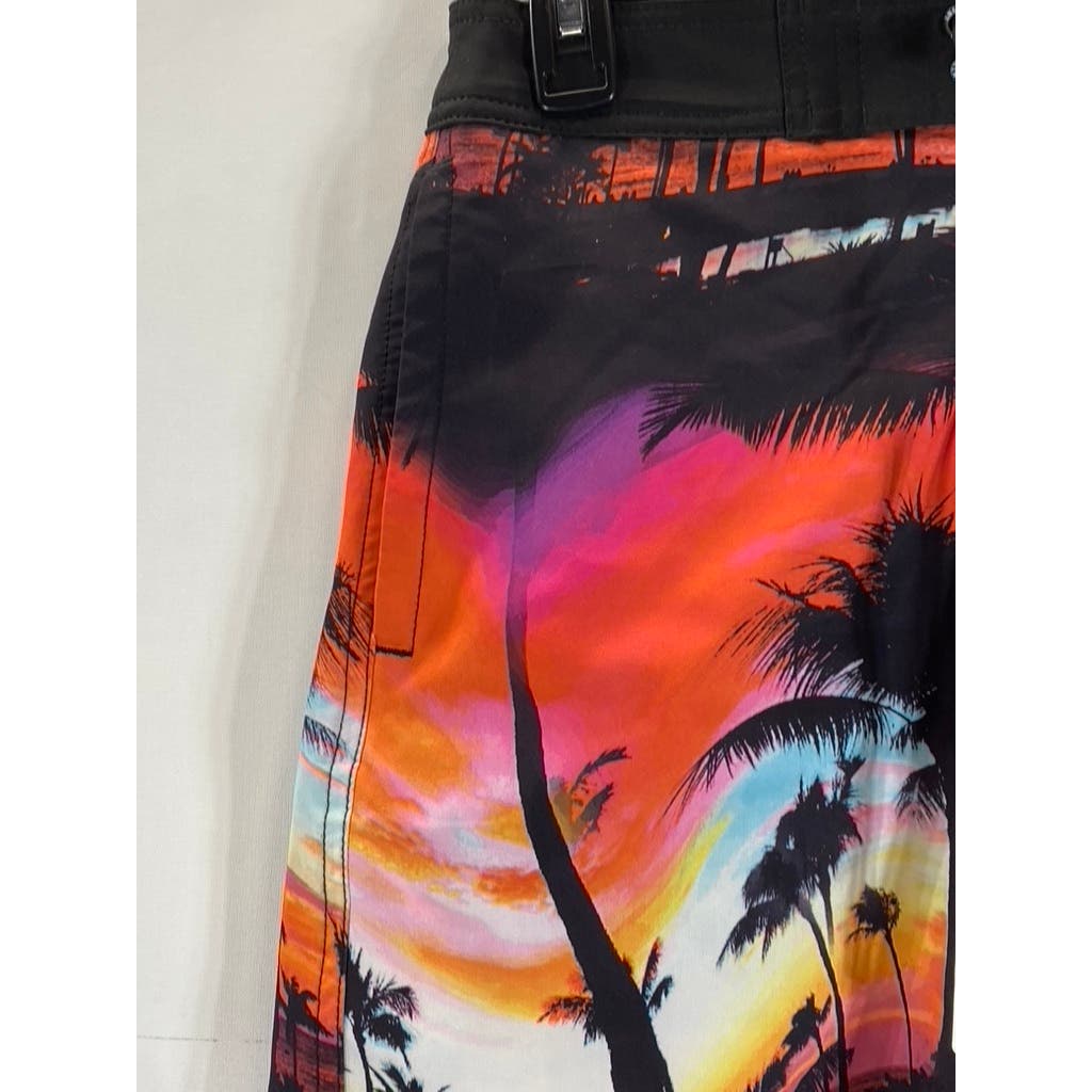 AMERICAN EAGLE Men's Red Tropical Print Drawstring Pull-On Board Shorts SZ XS