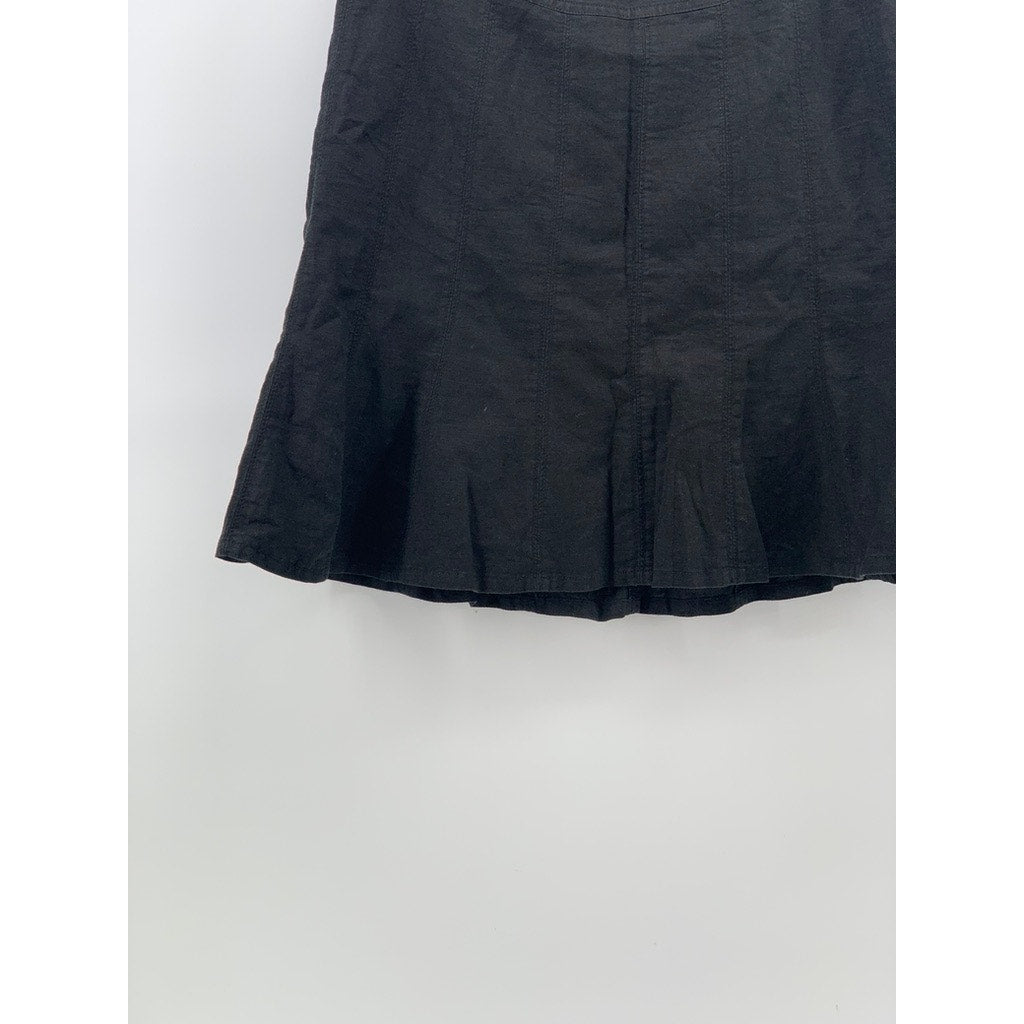 SMART SET Women's Black Linen-Blend Ruffle-Hem Pull-On Mini A-Line Skirt SZ 7