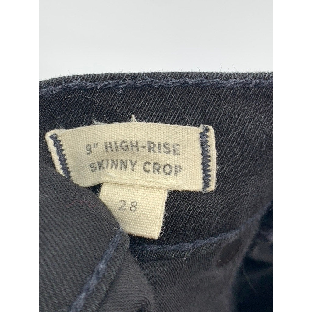 MADEWELL Women's Black 9" Mid-Rise Skinny Leg Frayed Cropped Jeans SZ 28
