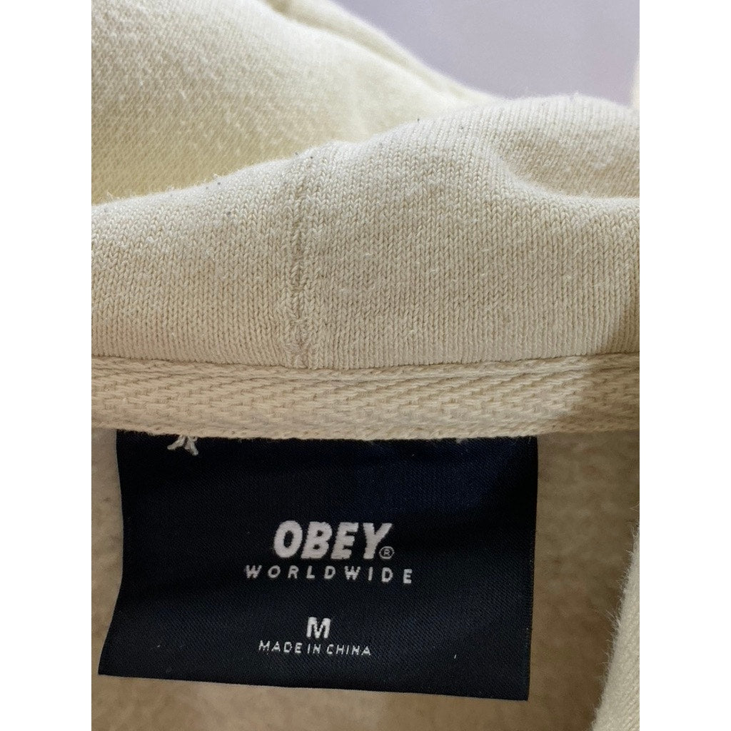 OBEY Men's Beige We Make The Flowers Grow Graphic Hoodie SZ M