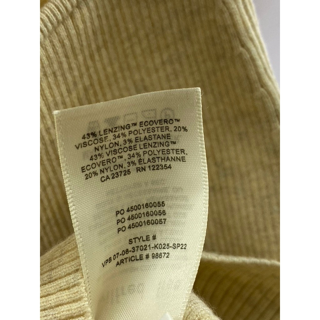 WILFRED FREE Women's Beige Cut-Out Crewneck Rib Knit Mini Tank Dress SZ XS