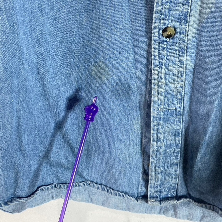 ULTRACLUB Men's Blue Cypress Denim Long Sleeve Button-Up Shirt SZ L
