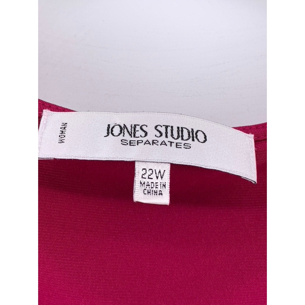 JONES STUDIO SEPARATES Women's Plus Burgundy Pleated Sleeveless Top SZ 22W