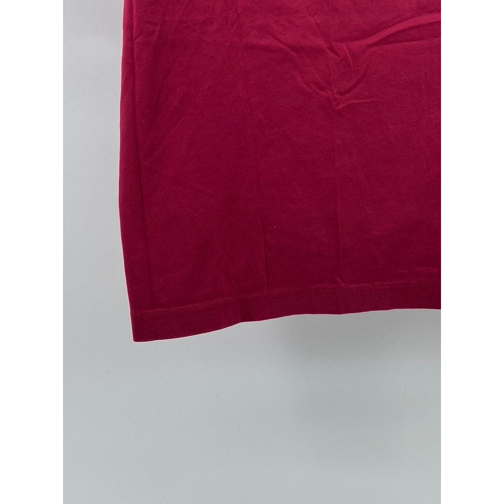 UNIQLO Women's Burgundy Crewneck French Short Sleeve Mercerized Top SZ M