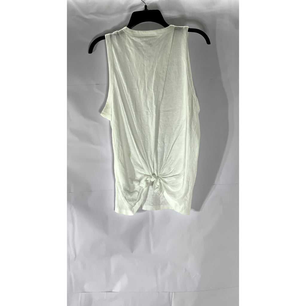 J. CREW Women's White Solid Crewneck Tie-Back Tank Top SZ L