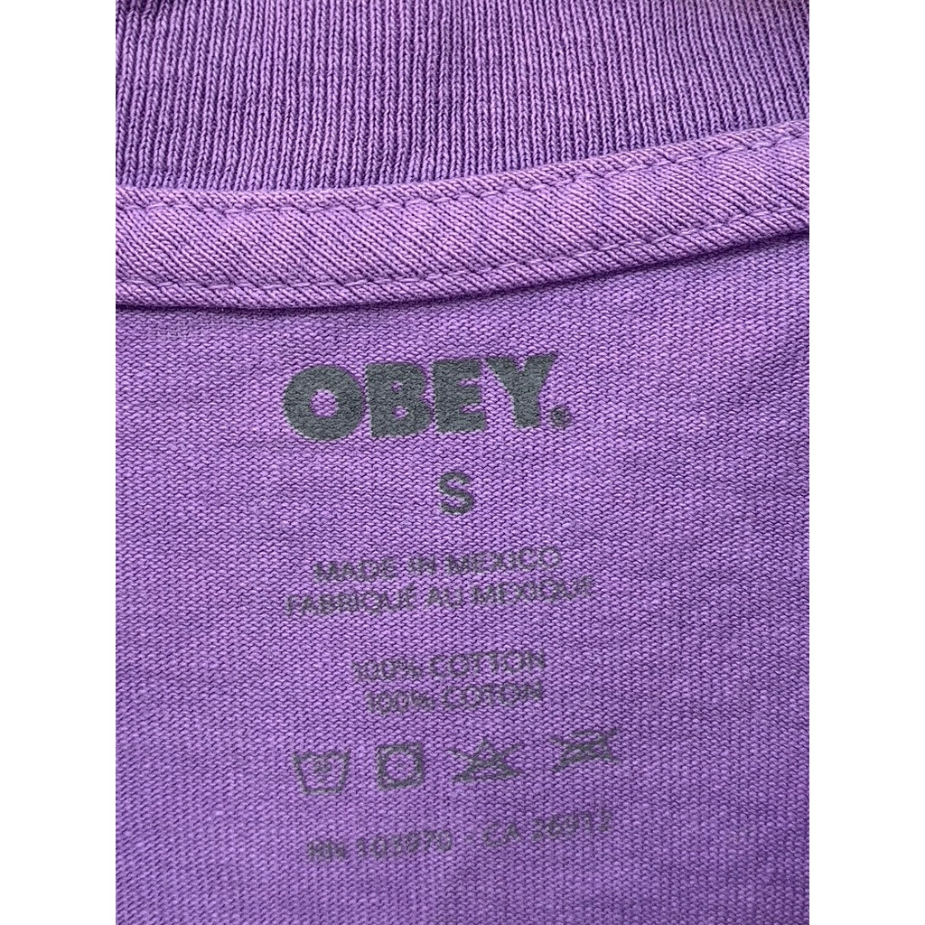 OBEY Women's Lavender Graphic Crewneck Short Sleeve Top SZ S