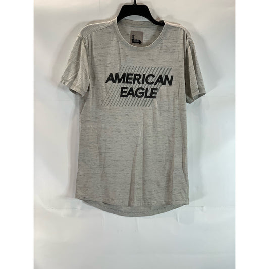 AMERICAN EAGLE Men's Grey Crewneck Logo Graphic Short Sleeve T-Shirt SZ L