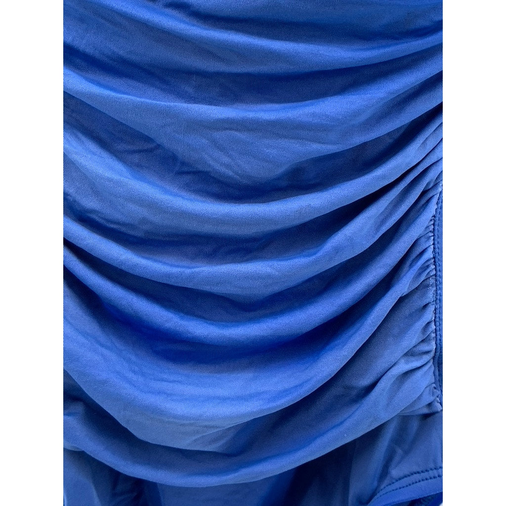 LA BLANCA Women's Blue Ruched One-Piece Swimsuit SZ 10