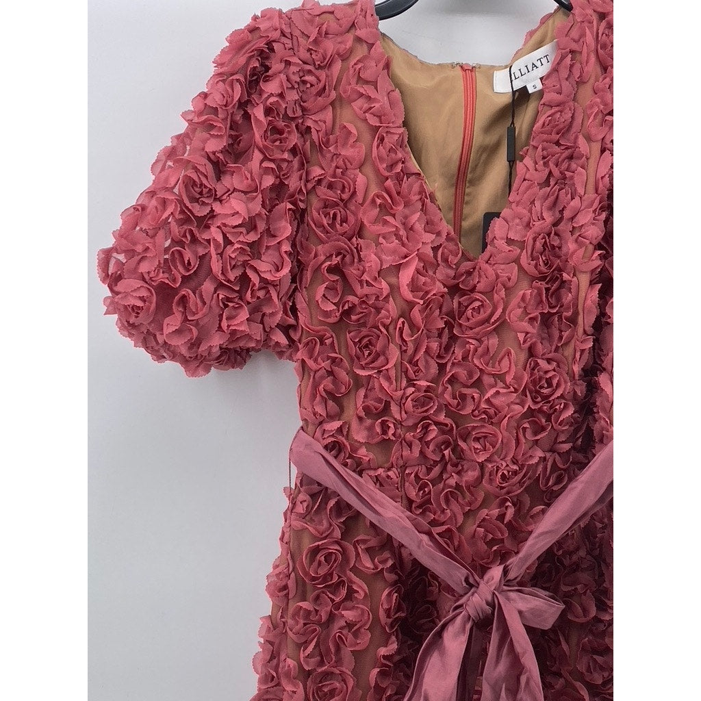ELLIATT Women’s Pink Bloom Adoration Embroidered Floral Mesh Mini Dress SZ S