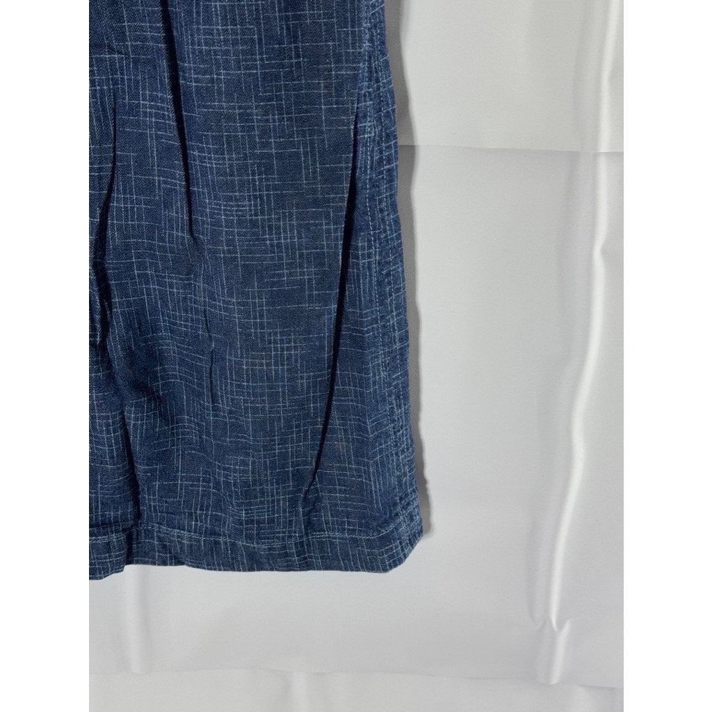 DKNY CLASSIC Women's Blue Printed Side-Zip Scoop-Neck Mini Tank Dress SZ 8
