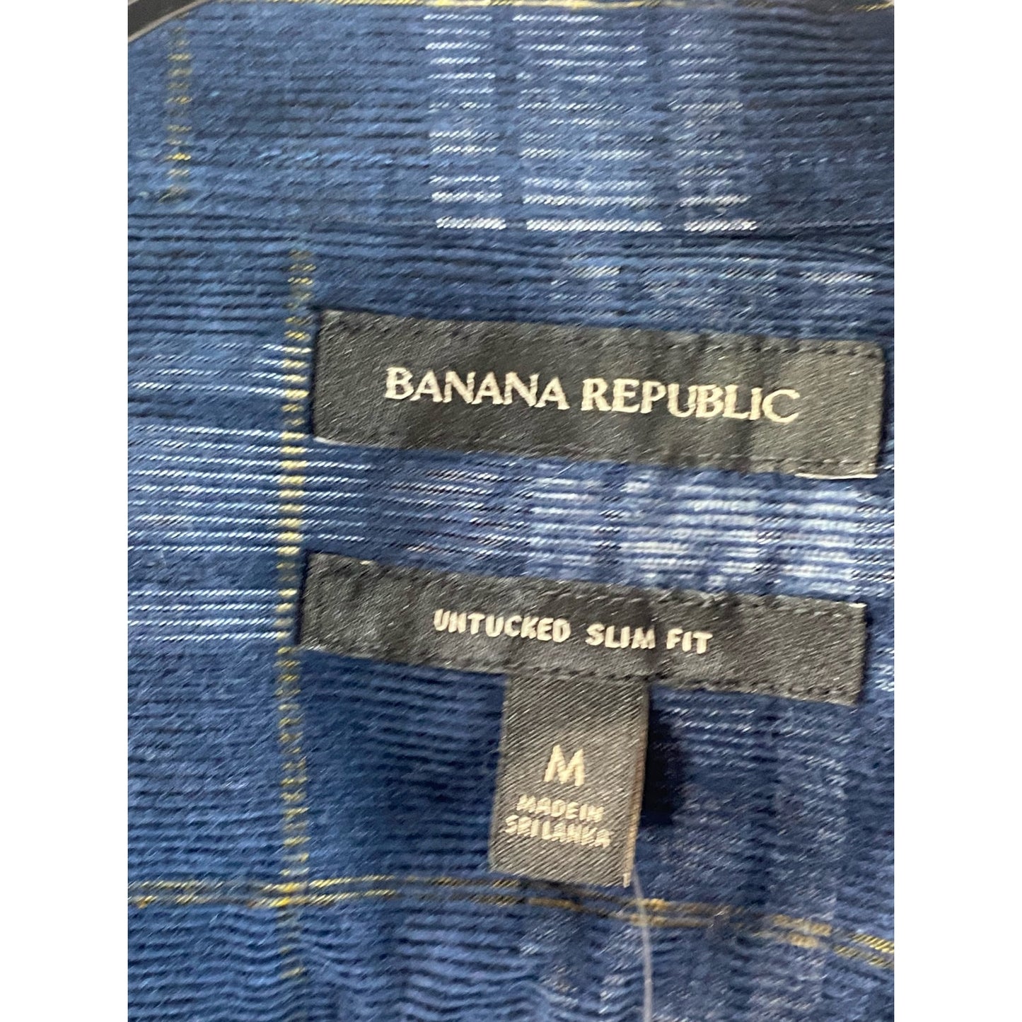 BANANA REPUBLIC Men's Blue Corduroy Untucked Slim-Fit Button-Up Shirt SZ M