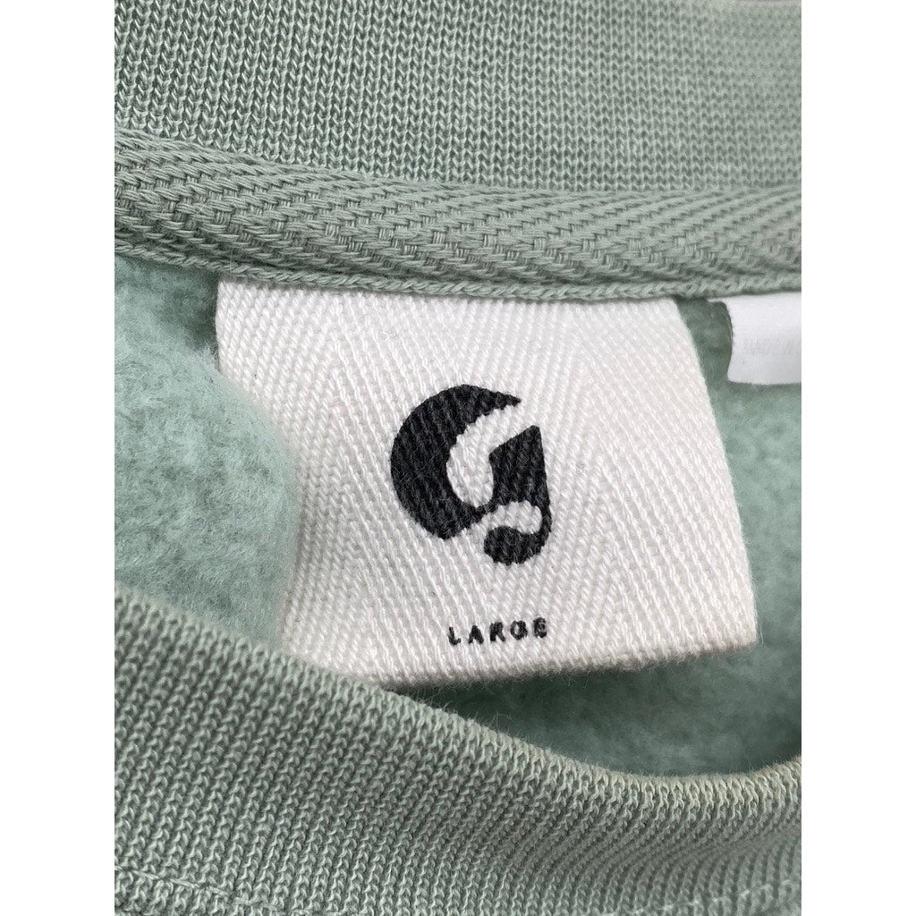 GLOSSIER Women's Mint Green Large 'G' Logo Crewneck Long Sleeve Sweatshirt SZ L