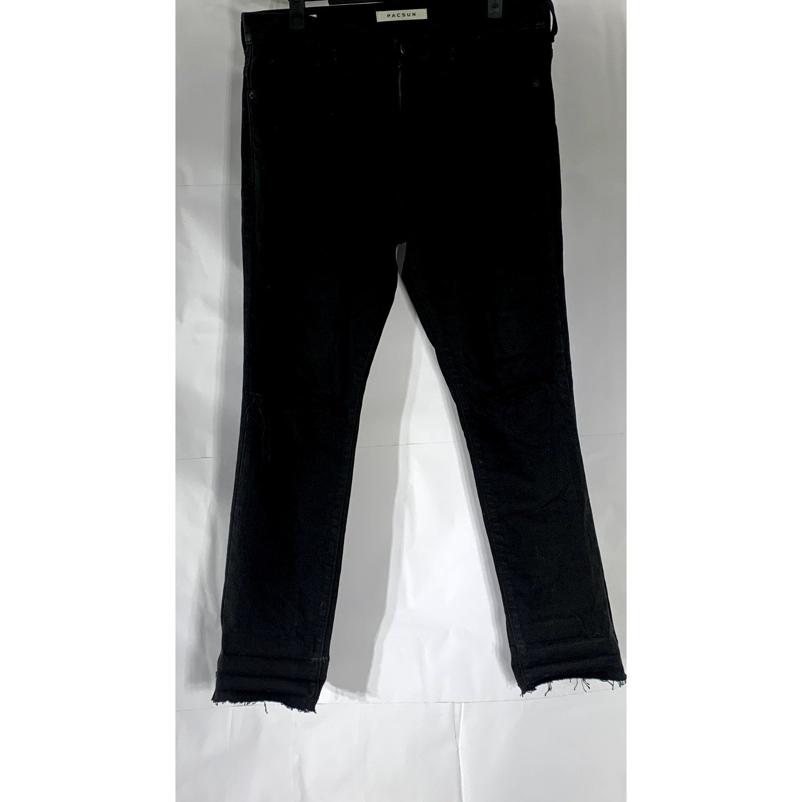 PACSUN Men’s Solid Black Stacked Skinny Raw-Hem Denim Jean SZ 30X30
