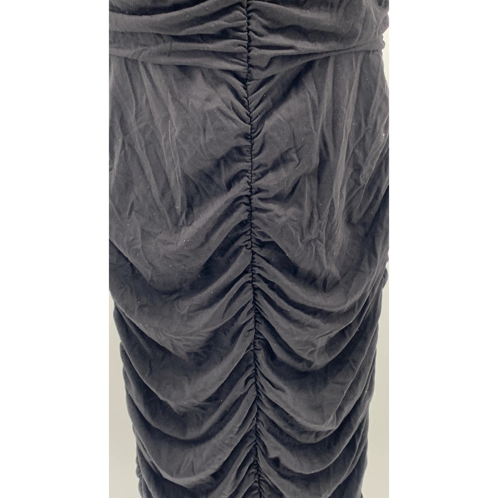 ASOS Women's Black Ruched V-Neck Spaghetti Strap Bodycon Midi Dress SZ 6