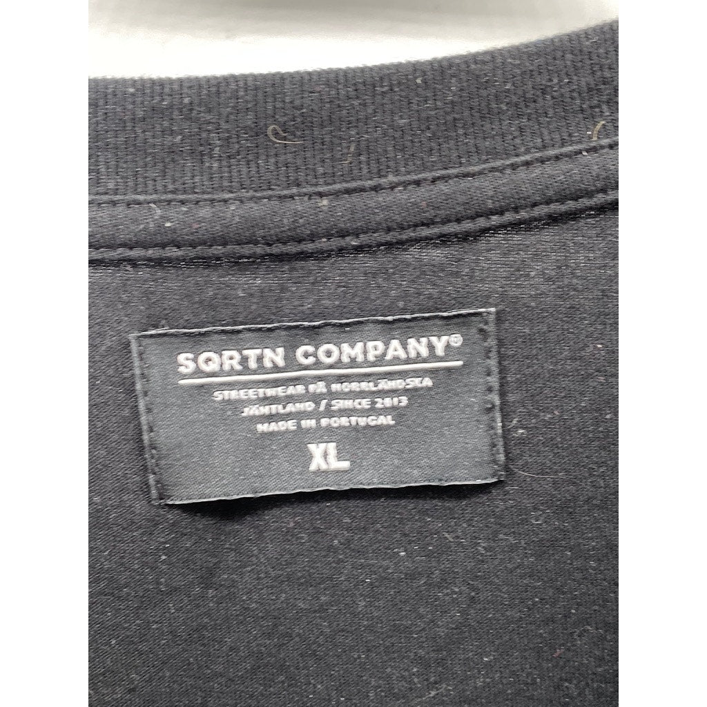 SQRTN COMPANY Unisex Black-White Crewneck Logo Short Sleeve T-Shirt SZ XL