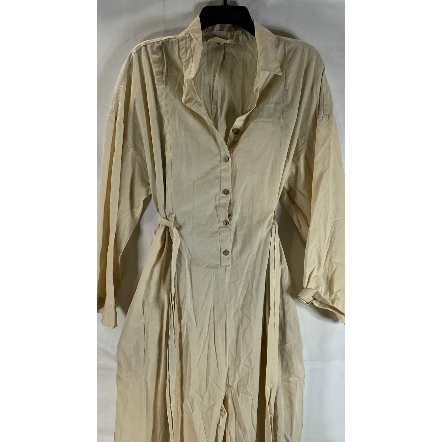 FREE PEOPLE X Revolve Women's Beige Cameron Shirt Tie-Waist One Piece SZ M