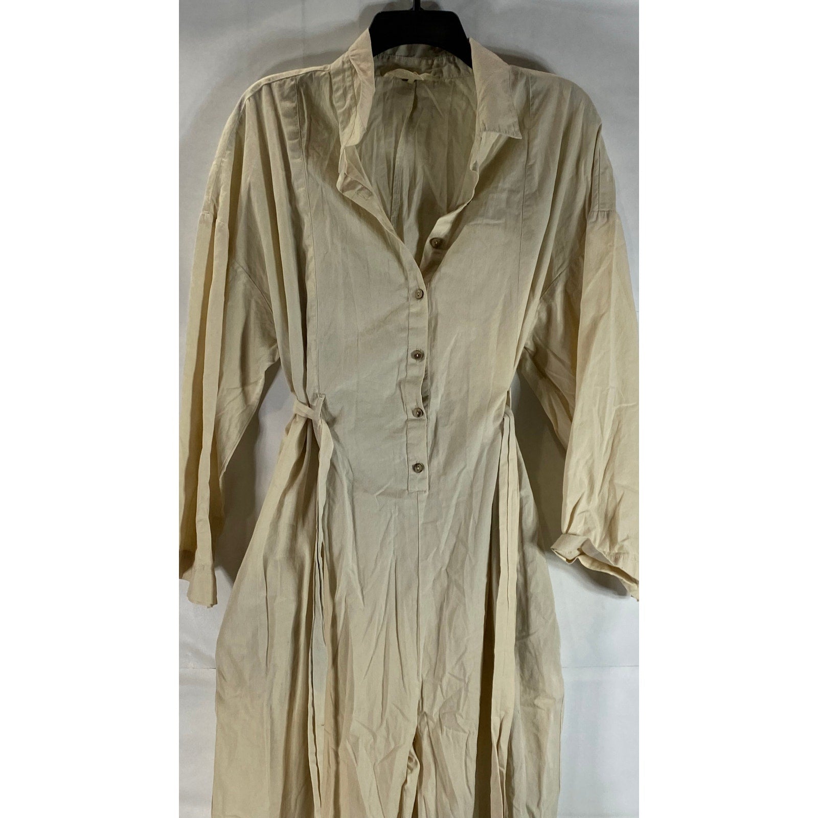 FREE PEOPLE X Revolve Women's Beige Cameron Shirt Tie-Waist One Piece SZ M