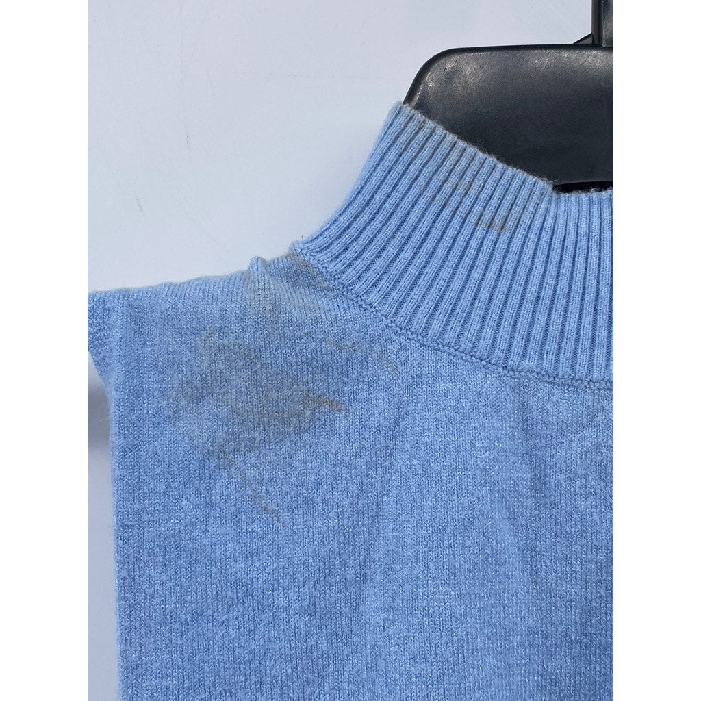 PRETTYLITTLETHING Women's Light Blue Knit Mock-Neck Cropped Sweater Top SZ S