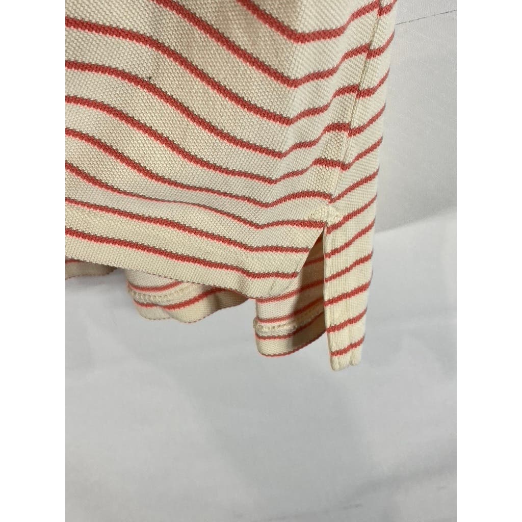 BROOKS BROTHERS Cream/Orange Striped Cotton Short Sleeve Polo Shirt SZ XL