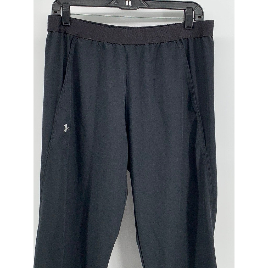 UNDER ARMOUR Women's Black Solid High-Rise Casual Loose Fit Pants SZ M