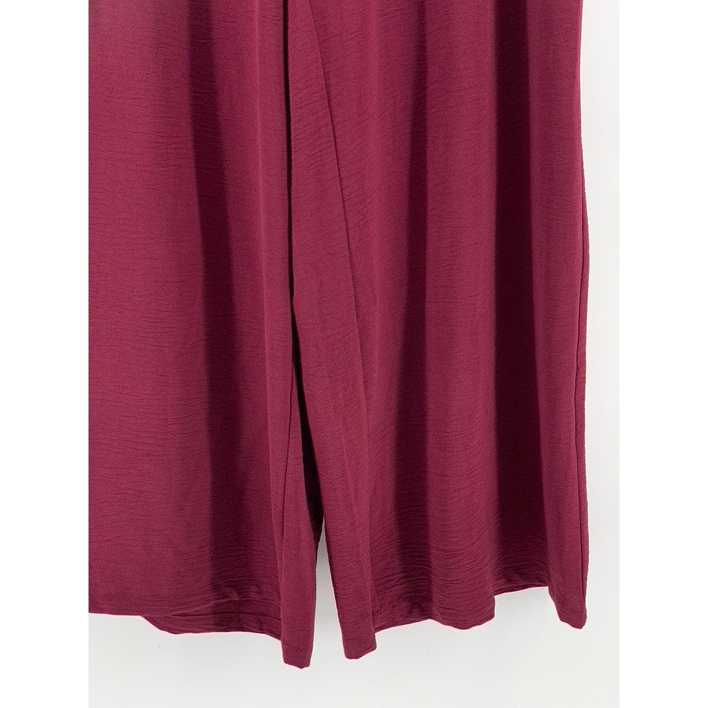 ADRIANNA PAPELL Women's Maroon Wide Leg Relaxed Fit Pants SZ S