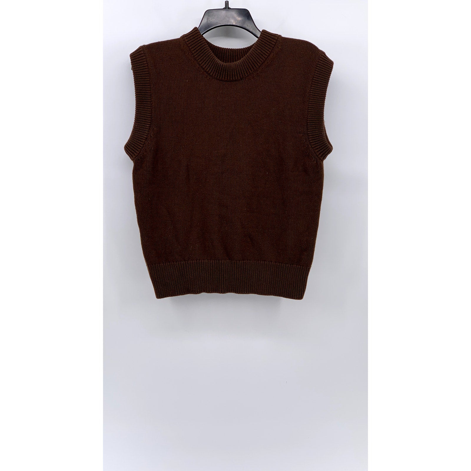 MNG Women's Brown Knit Crewneck Sleeveless Tank Top SZ XS