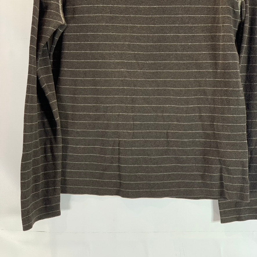 BANANA REPUBLIC Men's Brown Striped Crewneck Long Sleeve Shirt SZ M