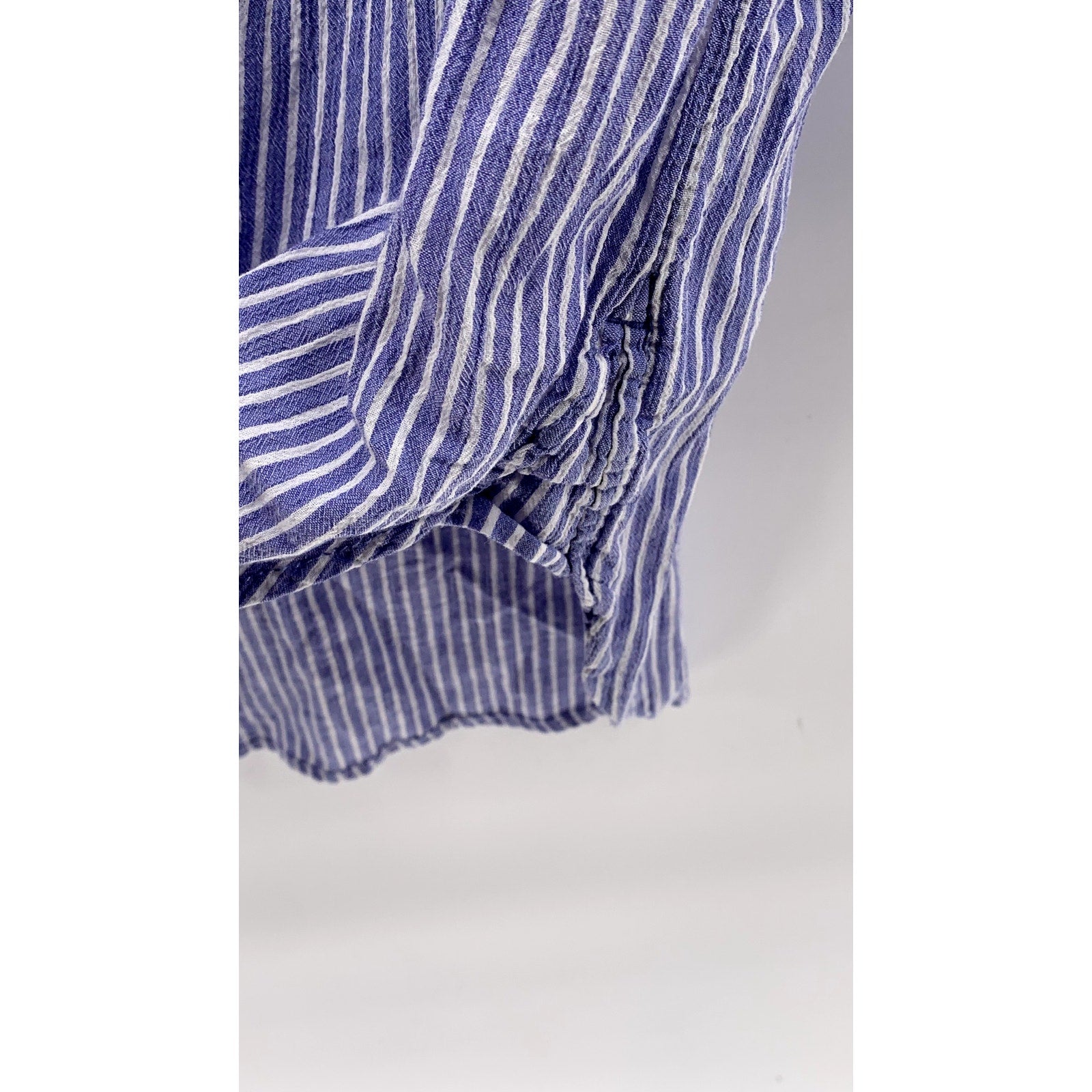 H&M Women's Blue Micro Stripe Oversized Button-Up Long Sleeve Tunic Top SZ XS