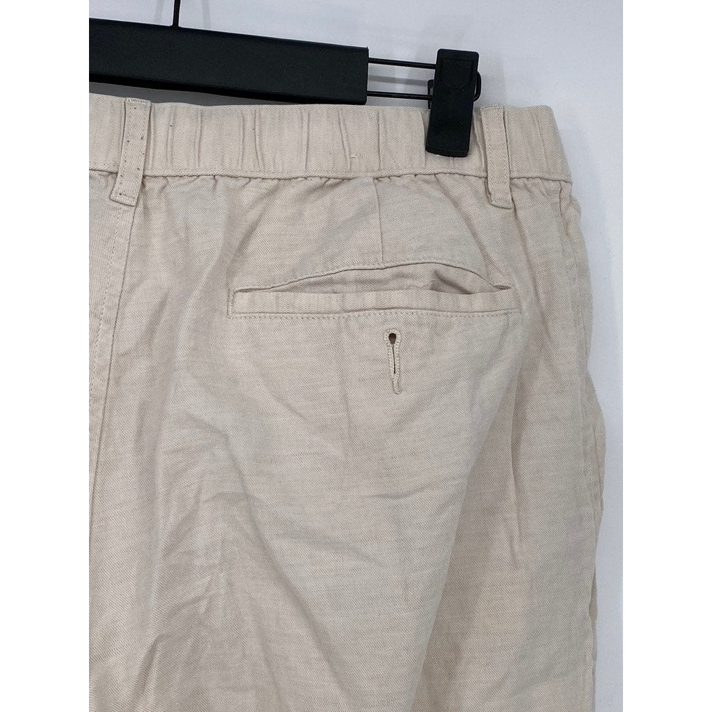 UNIQLO Women's Beige Cotton-Linen Blend Relaxed-Straight Fit Pant SZ S