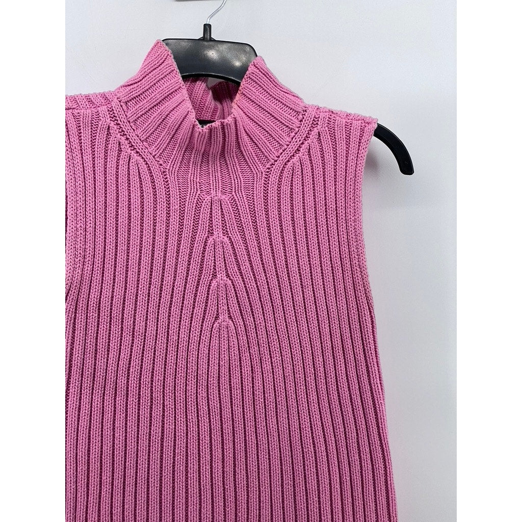 WORLD REPUBLIC CLOTHING CO. Women's Pink Rib Knit Mock-Neck Sleeveless Top SZ M