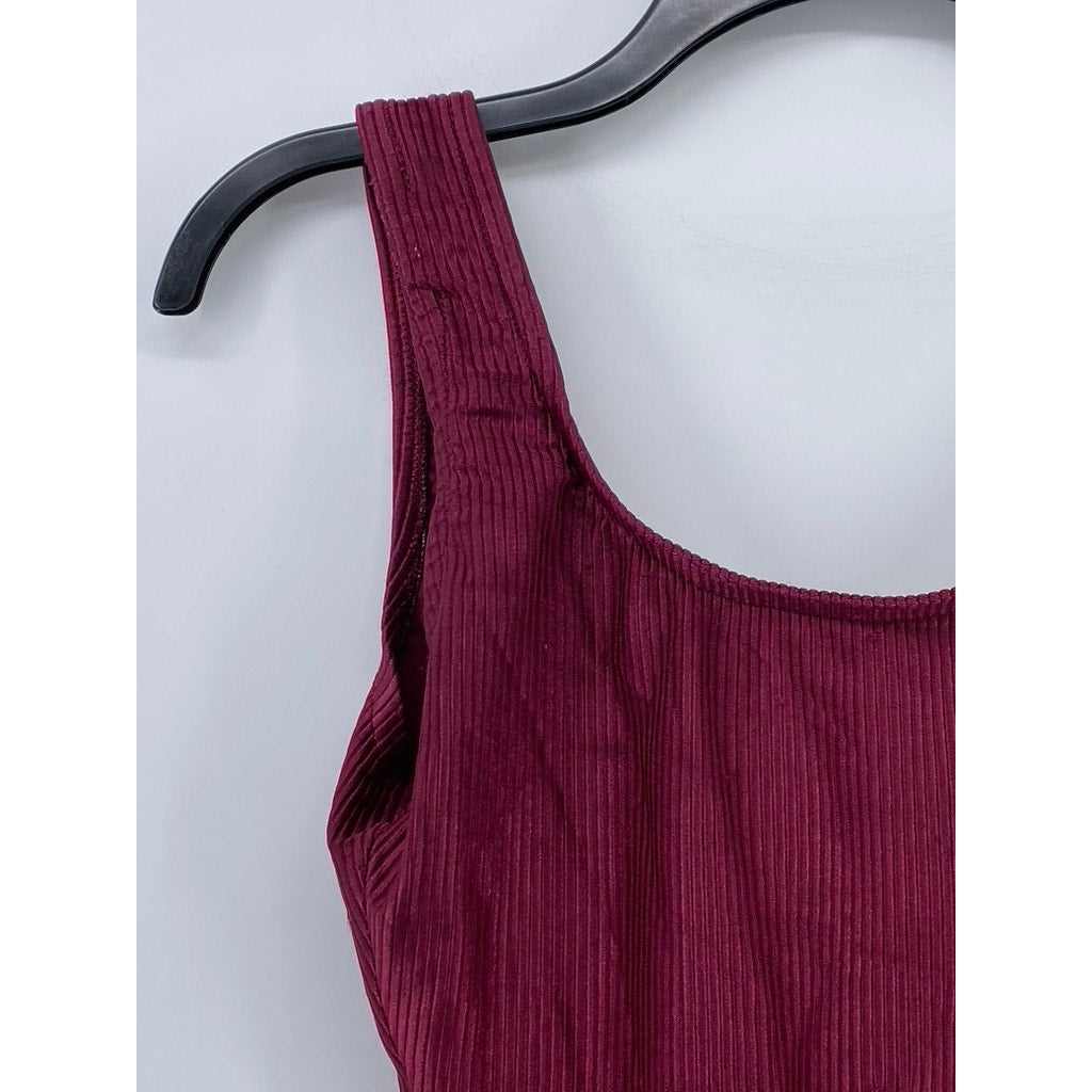WHITE STAGS Women's Vintage Burgundy Ribbed Scoop-Neck Ribbed Swimsuit SZ 10