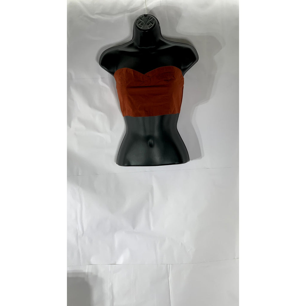 FREE PEOPLE Women's Dark Orange Sweetheart Neck Strapless Tie-Back Crop Top SZ M