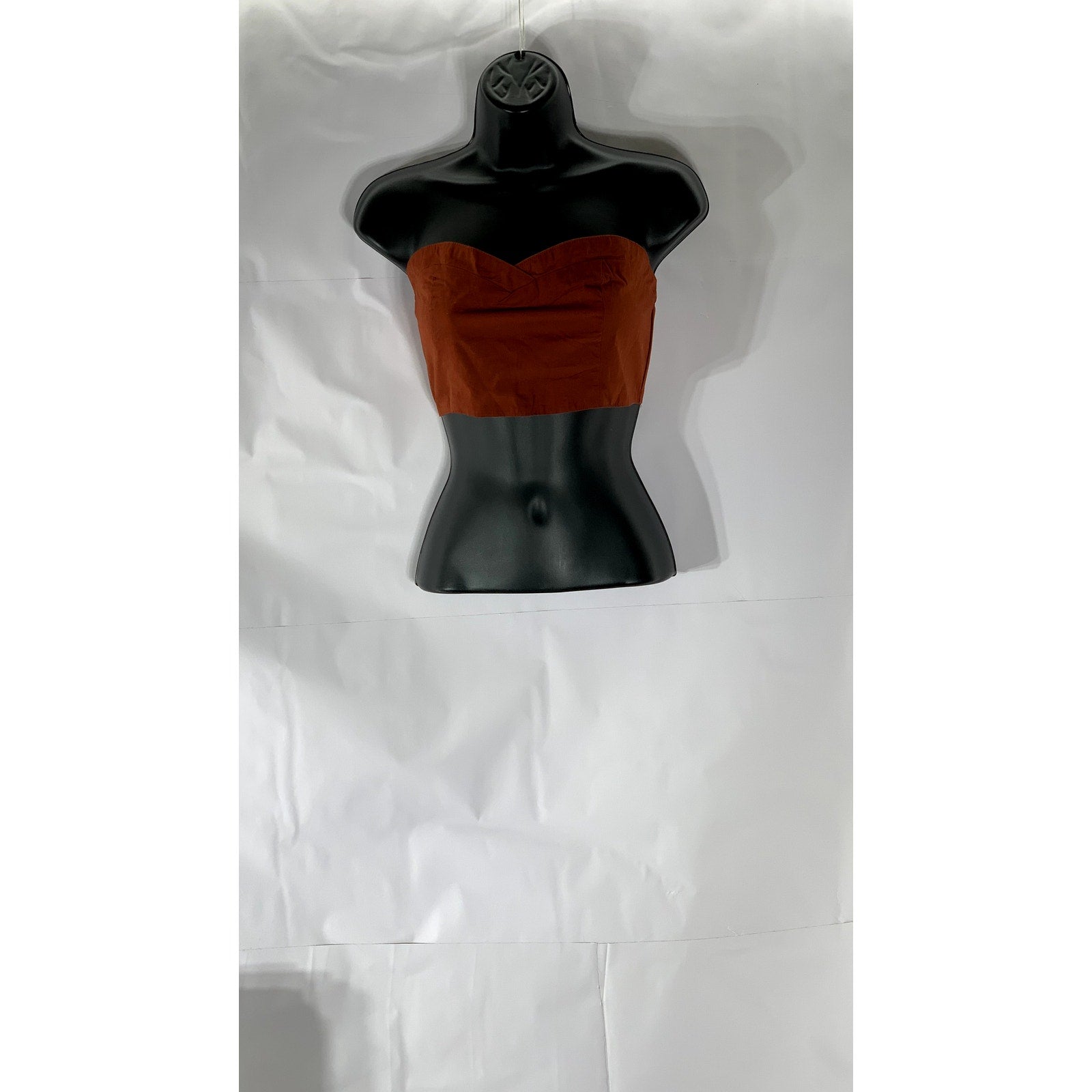 FREE PEOPLE Women's Dark Orange Sweetheart Neck Strapless Tie-Back Crop Top SZ M