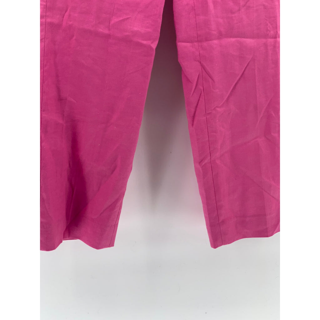 J.CREW Women's Dark Pink Solid Straight-Leg Linen-Blend Pant SZ 4