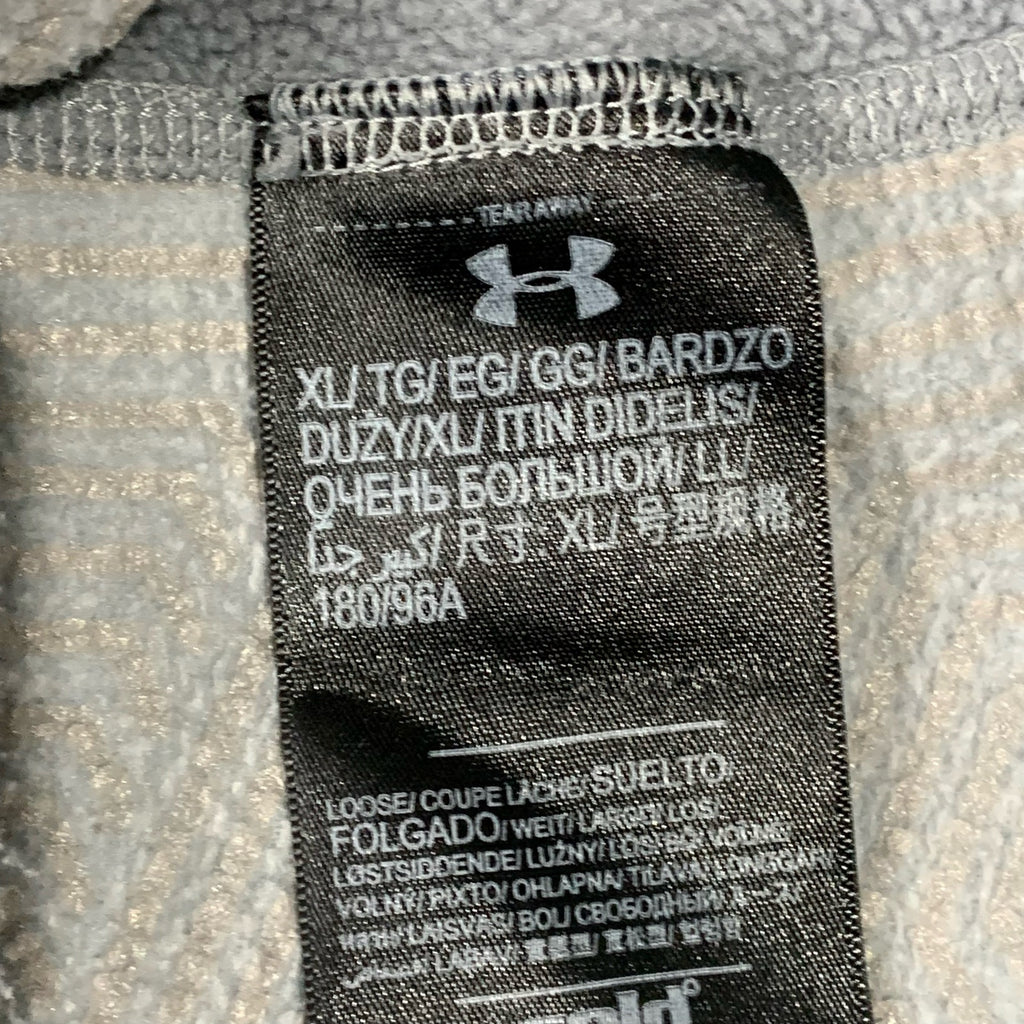 UNDER ARMOUR Men's Gray/Black Steel Goldgear Quarter-Zip Fleece Loose Sweater XL