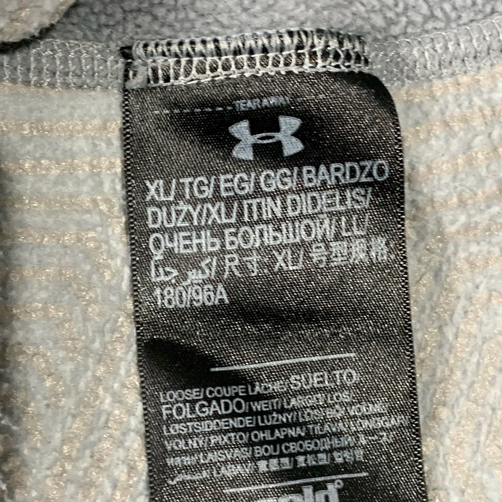 UNDER ARMOUR Men's Gray/Black Steel Goldgear Quarter-Zip Fleece Loose Sweater XL