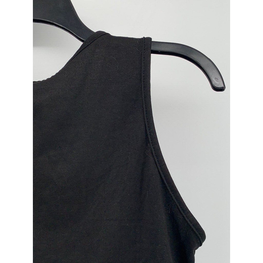 SWEET Women's Black Solid Crewneck Sleeveless Crop Top SZ L