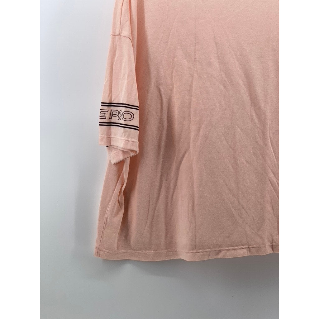 NIKE PRO Women's Salmon Pink Dri-Fit Crewneck Short Sleeve Cropped Top SZ L