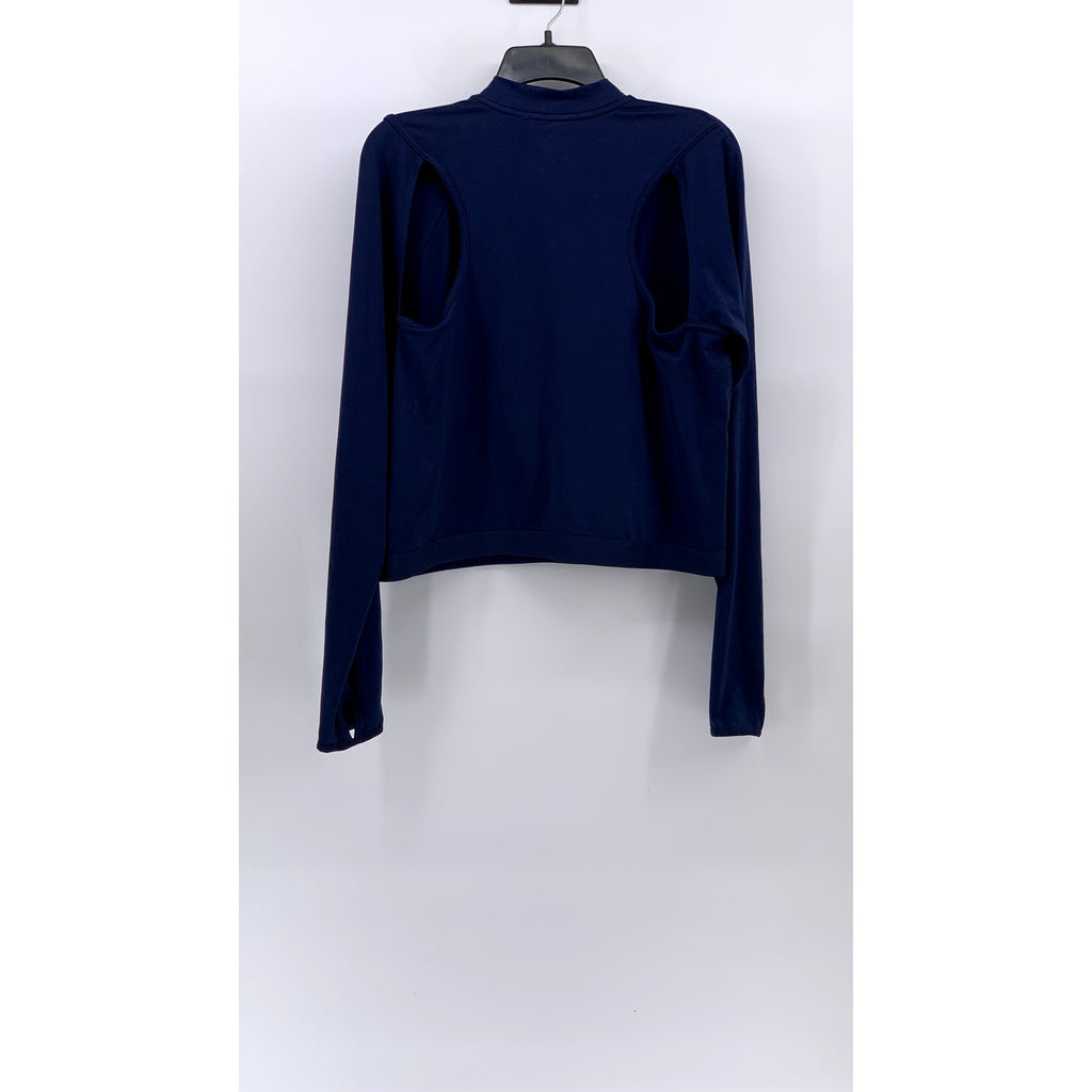 NEW BALANCE Women's Navy Crewneck Long Sleeve Thumbhole Cutout Active Top SZ XL
