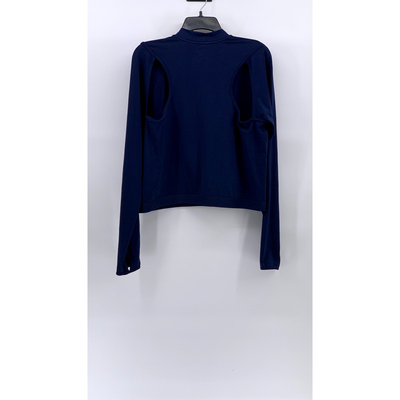 NEW BALANCE Women's Navy Crewneck Long Sleeve Thumbhole Cutout Active Top SZ XL
