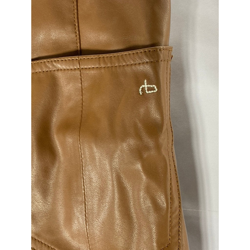 RAG & BONE Women’s Camel Brown Faux-Leather Nina Skinny Pull-On Pant SZ S