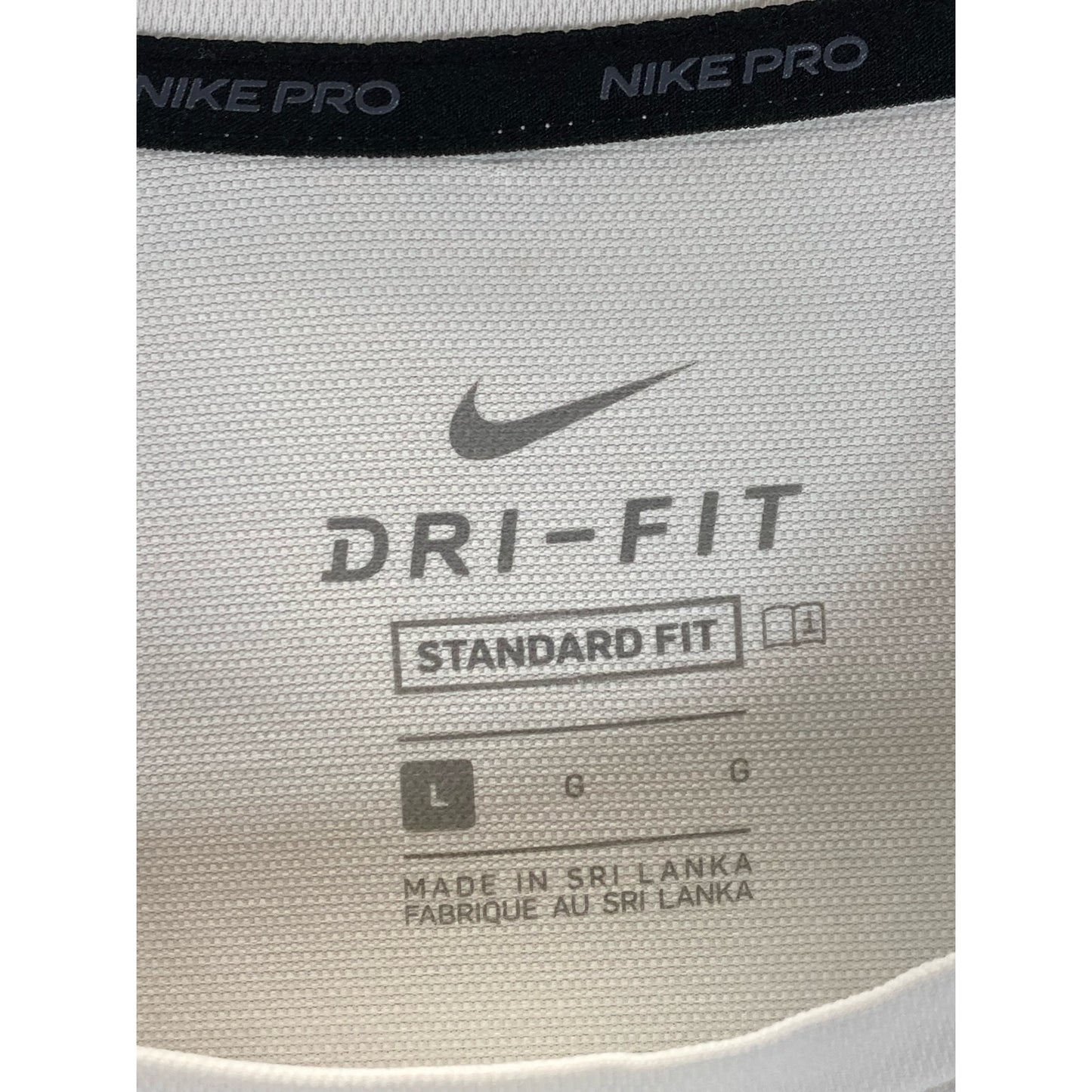 NIKE PRO Men's White Dri-Fit Crewneck Standard-Fit Short Sleeve T-Shirt SZ L