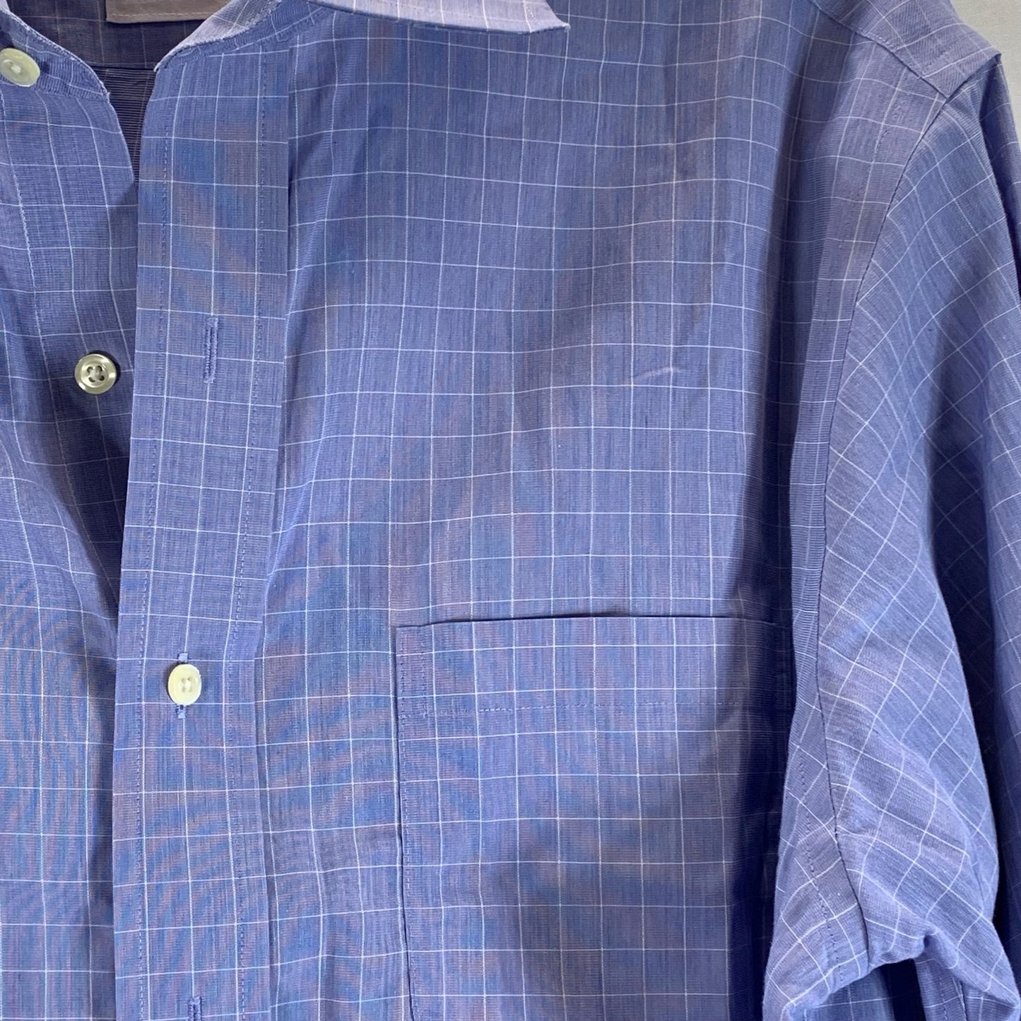 BROOKS BROTHERS Men's Blue Checkered Regular-Fit Button-Up Shirt SZ 15.5/33