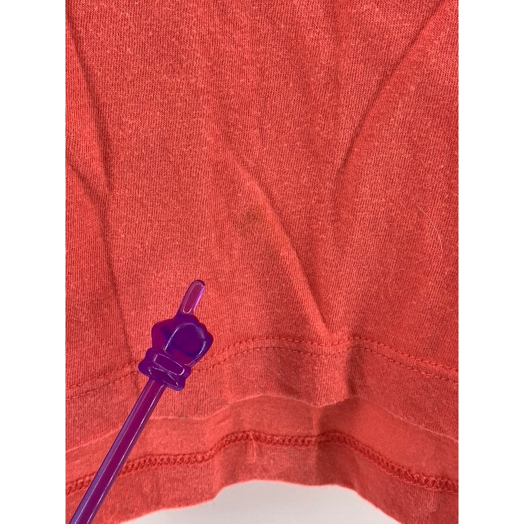 POPURI Women's Orange Hand Embellished Floral Short Sleeve Top SZ L