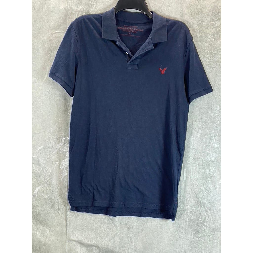 AMERICAN EAGLE OUTFITTERS Men's Navy Slim-Fit Short Sleeve Polo Shirt SZ M
