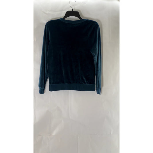 HONEYDEW Women's Dark Blue Velvet Crewneck Long Sleeve Pullover Sweater SZ XS